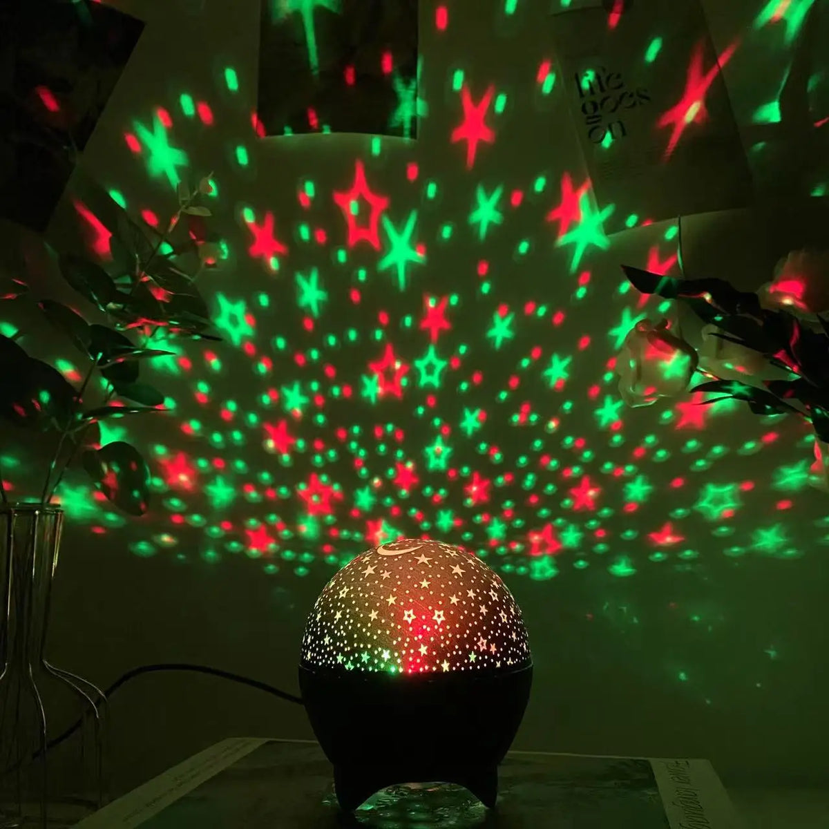 Projector Light Starry Sky Moon Colorful Strobe Light Night Lights USB Plug-in Party Decor Gift Kids Room Atmosphere Galaxy