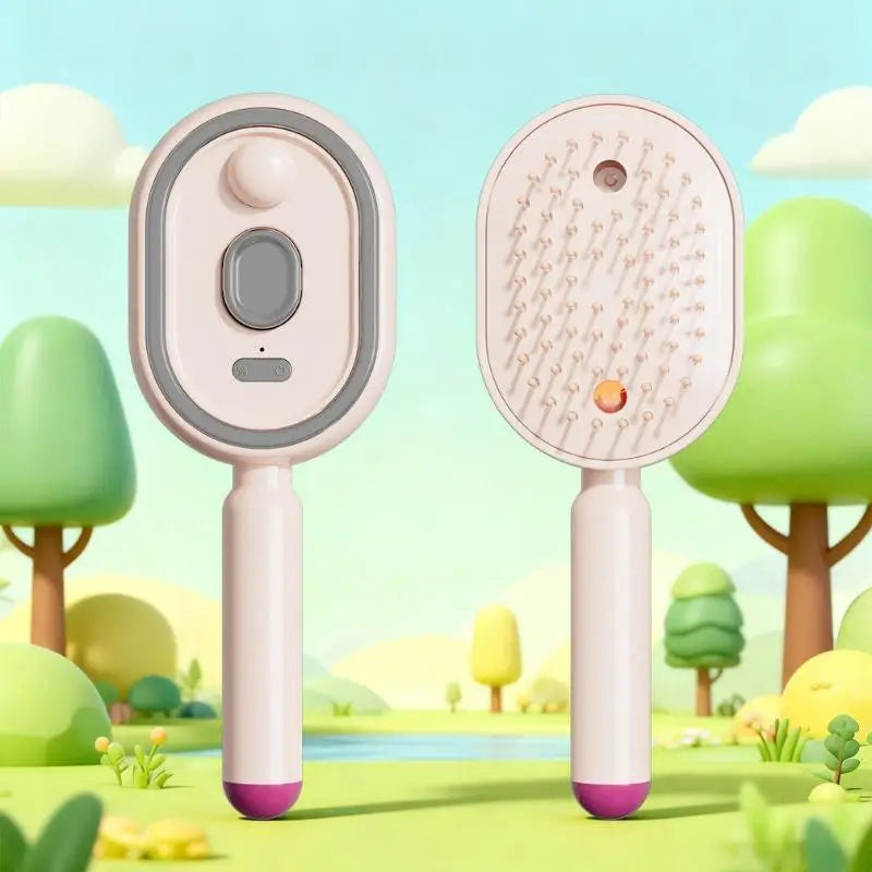 Electric Spray Hair Brush 2-In-1 Misting Hair Brush With Water Spray Reduce Frizz Anti-Static Retractable Steam Massage Comb