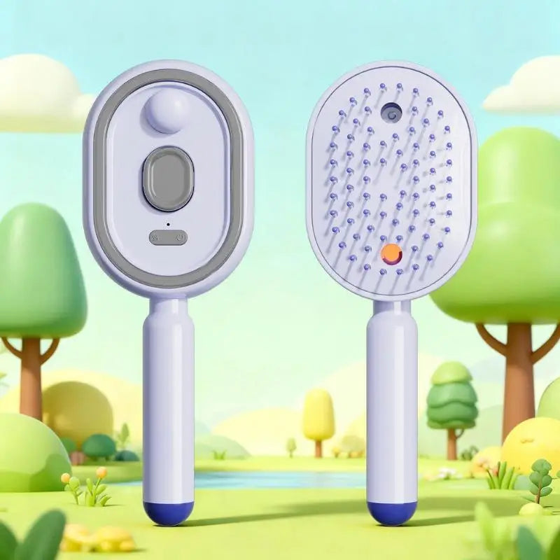 Electric Spray Hair Brush 2-In-1 Misting Hair Brush With Water Spray Reduce Frizz Anti-Static Retractable Steam Massage Comb
