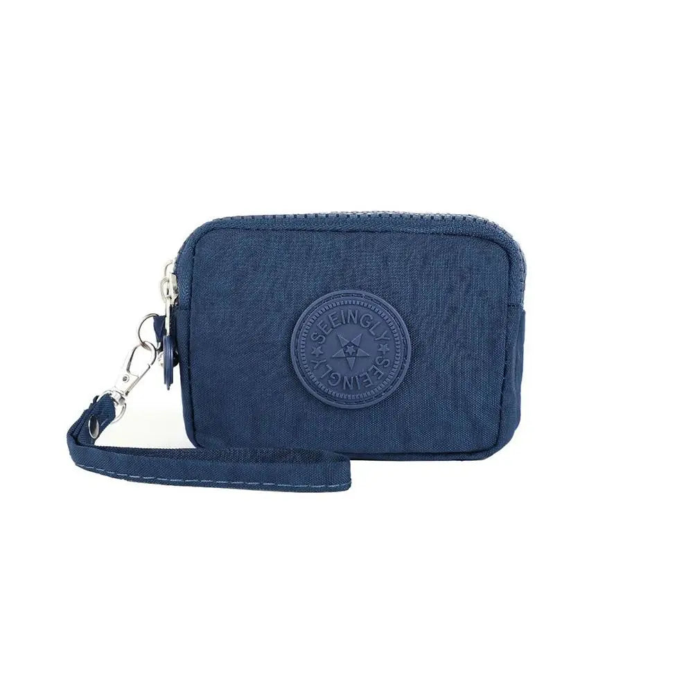 Durable Card Holder Coin Bags Large Capacity Zipper Purse Three Layers Waterproof Wallet Bank ID Credit Card Keys Earphone