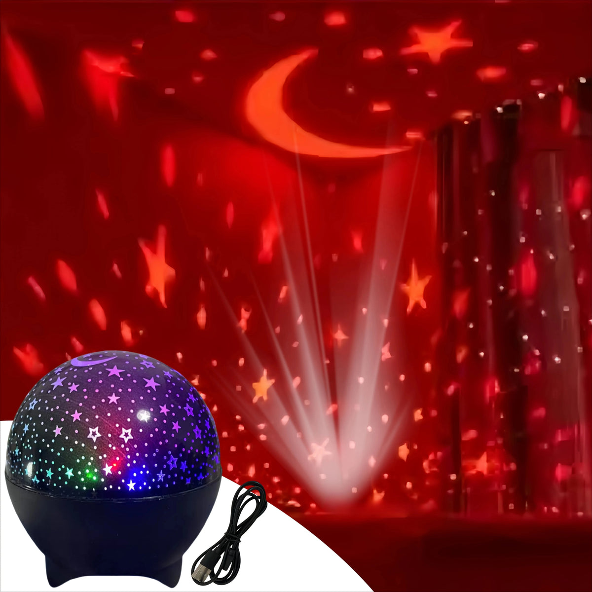 Projector Light Starry Sky Moon Colorful Strobe Light Night Lights USB Plug-in Party Decor Gift Kids Room Atmosphere Galaxy