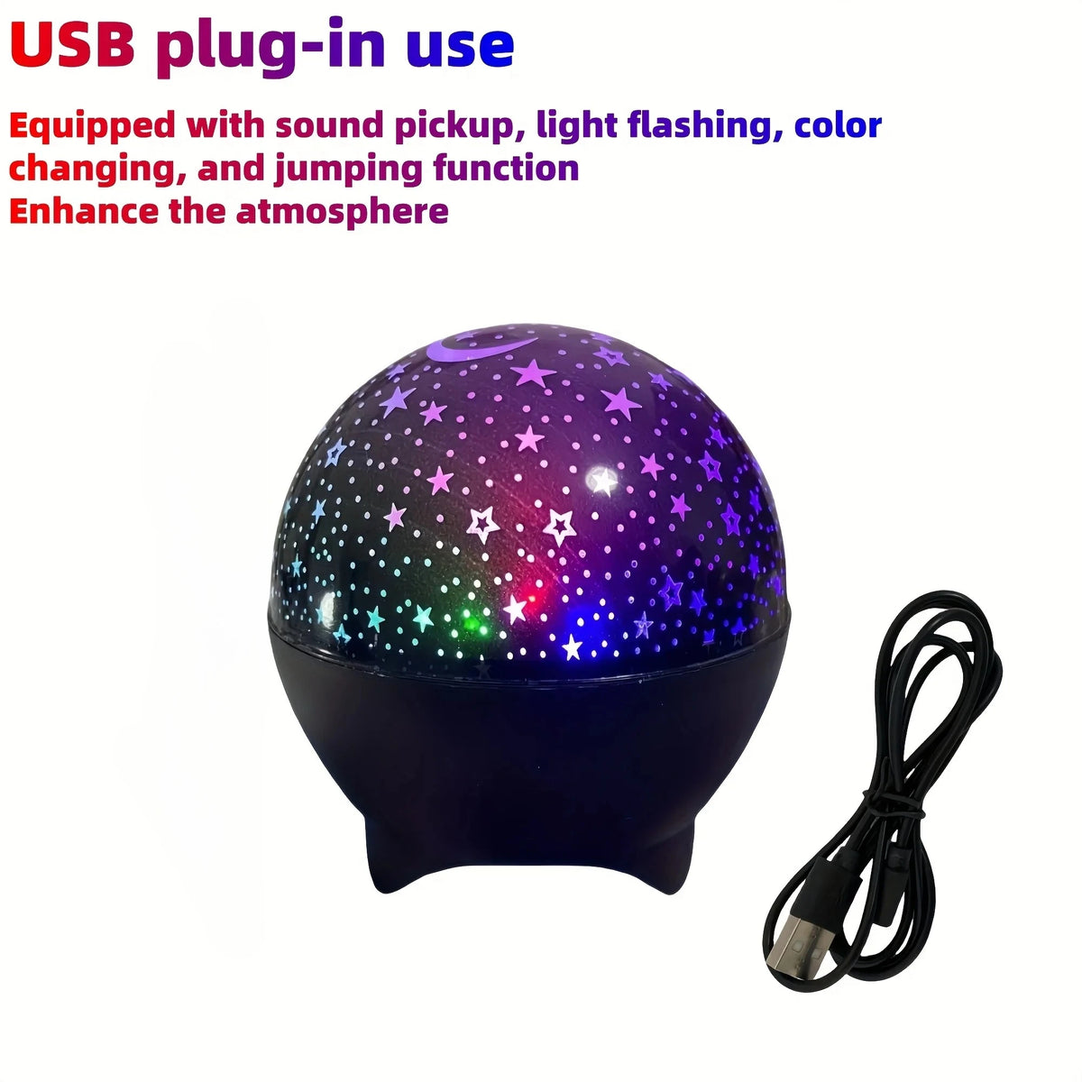 Projector Light Starry Sky Moon Colorful Strobe Light Night Lights USB Plug-in Party Decor Gift Kids Room Atmosphere Galaxy