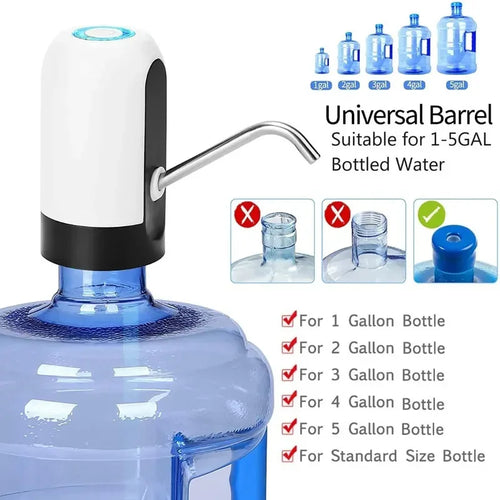 5 Gallon Water Bottle Dispenser, USB Charging Water Bottle Pump, Portable Water Dispenser Pump for Camping  for Home, Kitchen