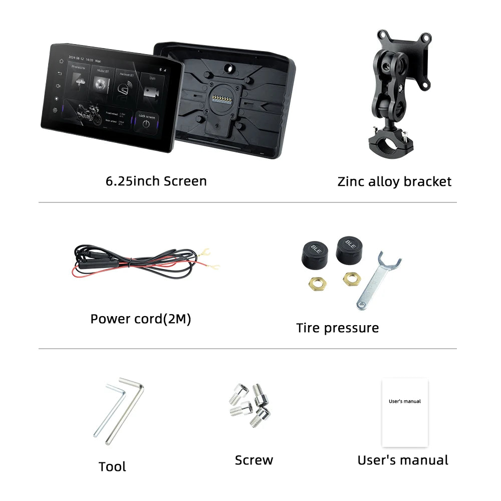 EKIY 6.25" Portable Digital Dashboard Anti Theft Removable Screen GPS Motorcycle Navigation Wireless CarPlay Moto Android Auto