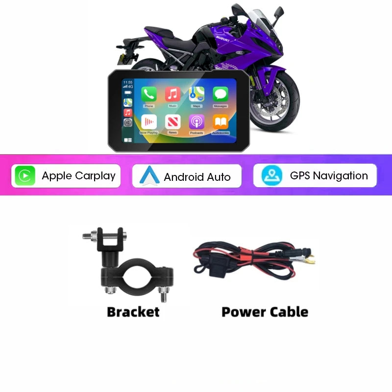 Wireless CarPlay Moto Android Auto 5.0 inch Portable Digital Dashboard Motorcycle Navigation GPS Removable Display Screen