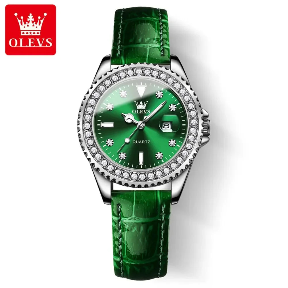 OLEVS 9945 Luxury Diamond Quartz Watch for Women Elegant Ladies Stainless Steel Waterproof Sport Women's Wristwatch reloj mujer