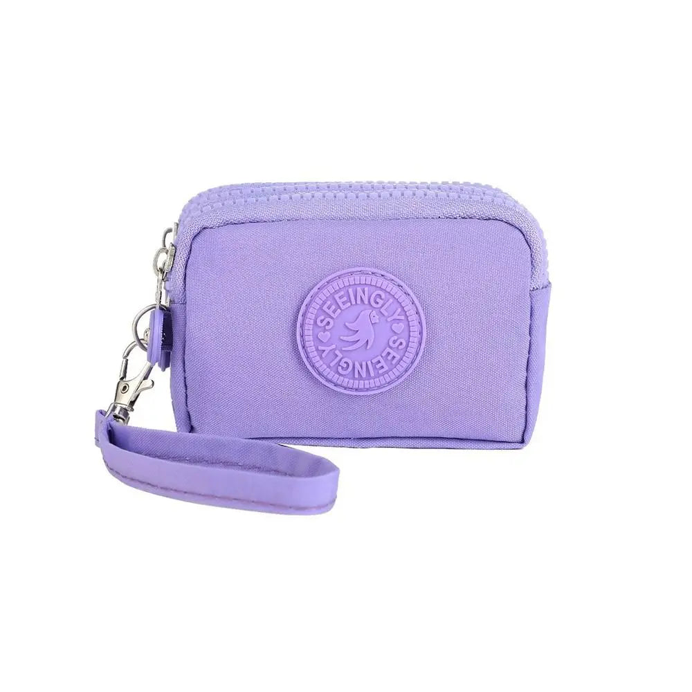 Durable Card Holder Coin Bags Large Capacity Zipper Purse Three Layers Waterproof Wallet Bank ID Credit Card Keys Earphone