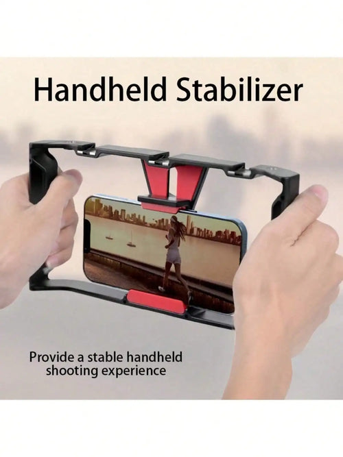 1pc Handheld Stabilizer, Rotating Gimbal Bracket, Mobile Phone Microphone Bracket, Fill Light Live Broadcast Mobile Phone Frame,