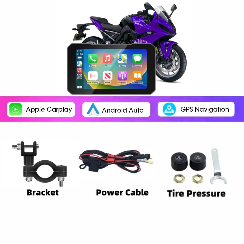 Wireless CarPlay Moto Android Auto 5.0 inch Portable Digital Dashboard Motorcycle Navigation GPS Removable Display Screen