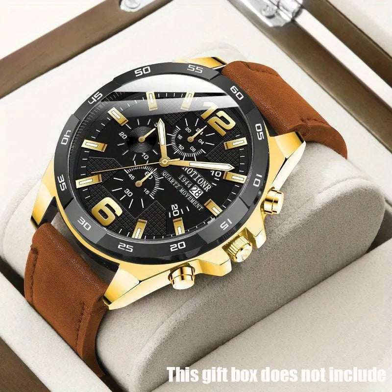 New Men's Watch Classic Fashion Trend Steel Band Men's Watch Calendar Quartz Wristwatch, Men's Gifts